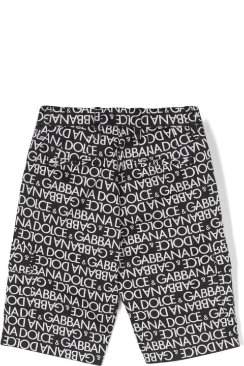 Dolce & Gabbana Bottoms for Boys Dolce & Gabbana Black Bermuda Shorts With All-over Logo