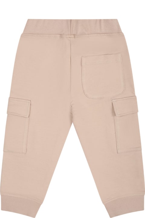 Bottoms for Baby Boys MSGM Beige Trousers For Baby Boy With Logo