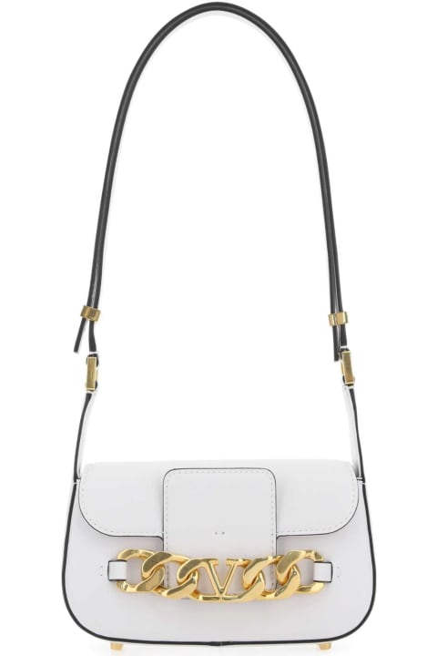 ウィメンズ新着アイテム Valentino Garavani White Leather Small Vlogo Chain Crossbody Bag