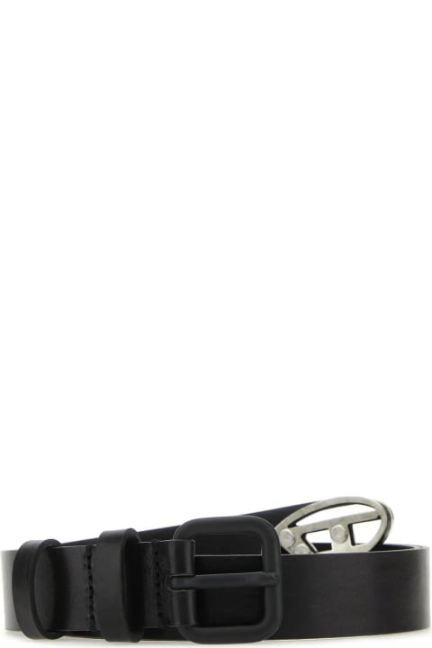 Accessories for Women Diesel Black Leather B-inlay Belt
