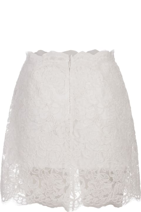 ウィメンズ ウェア Ermanno Scervino White Floral Lace Mini Skirt