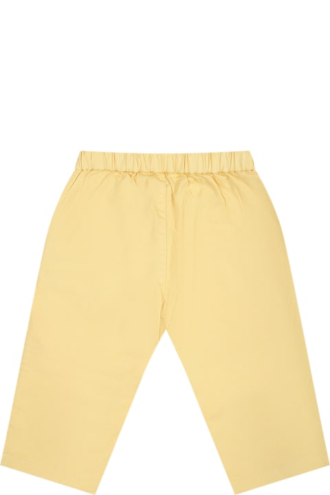 Bonpoint Bottoms for Baby Boys Bonpoint Yellow Trousers For Baby Boy With Logo