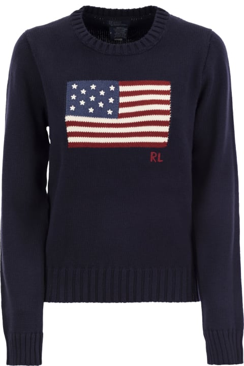 Polo Ralph Lauren Sweaters for Women Polo Ralph Lauren Navy Blue, Red And White Cotton Jumper