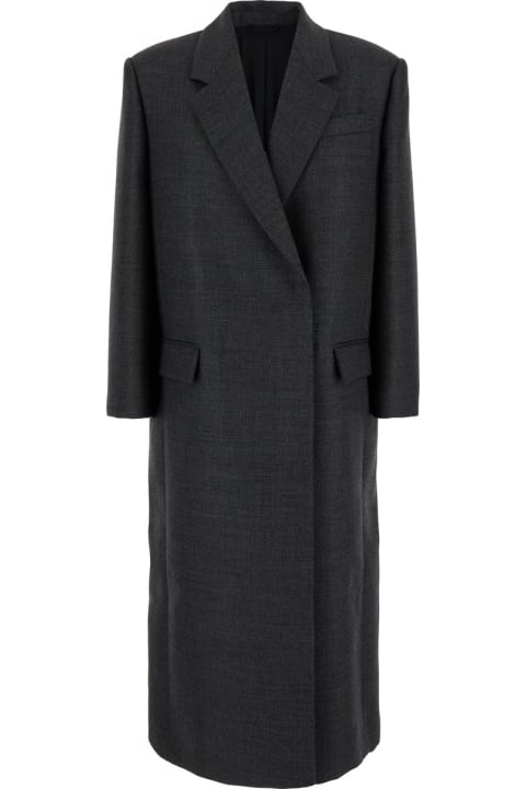 Brunello Cucinelli for Women Brunello Cucinelli Grey Oversized Double-breasted Coat In Wool Woman