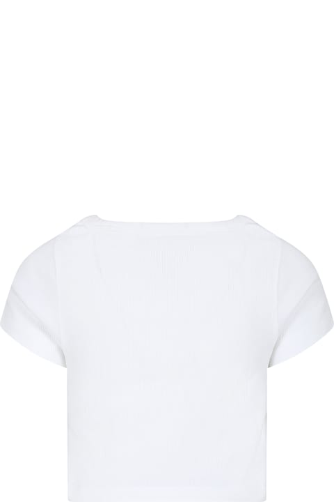 Calvin Klein Topwear for Girls Calvin Klein White Crop T-shirt For Girl With Logo