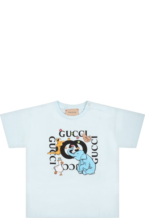 Light-blue T-shirt For Baby Boy With Logo