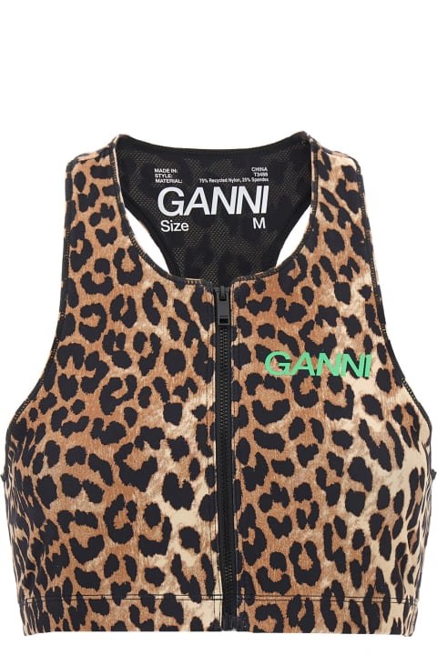 Ganni Underwear & Nightwear for Women Ganni Logo Leopard Sports Top