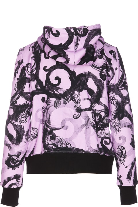Versace Jeans Couture Coats & Jackets for Women Versace Jeans Couture Fleece Watercolor Baroque Zip Hoodie