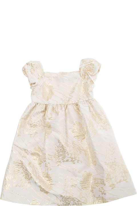 Homeware Emporio Armani Multicolor Dress With Short Puffed Sleeves And All-over Floral Motif In Tech Fabric Girl