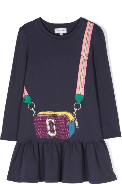 Little Marc Jacobs for Kids Little Marc Jacobs Marc Jacobs Abito Blu Navy In Jersey Di Cotone Bambina