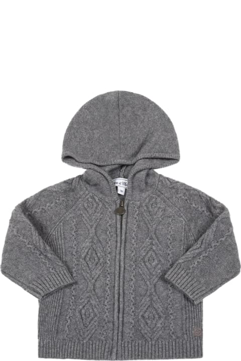 Gray Jacket For Baby Boy With Patch Logo