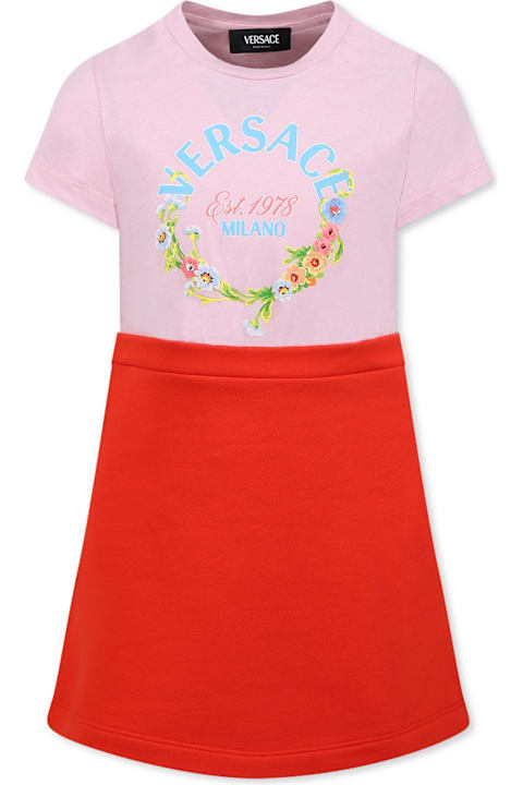 Homeware Versace Multicolor Dress For Girl With Logo
