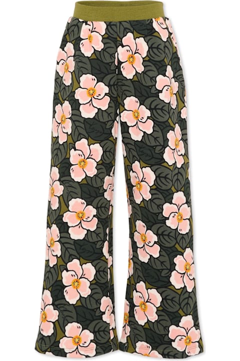 Kenzo Kids for Women Kenzo Kids Green Sweatpants For Girl With Poppies