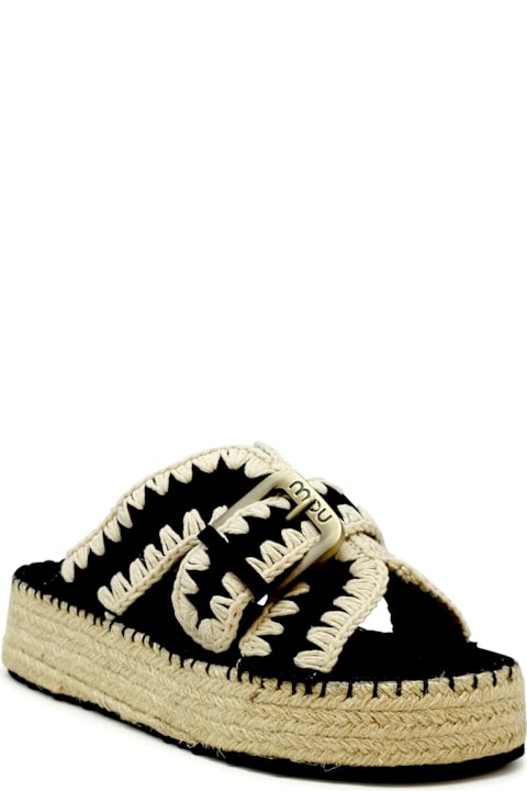 Mou Sandals for Women Mou Mou Sw641003a Jute Black Suede Sandals