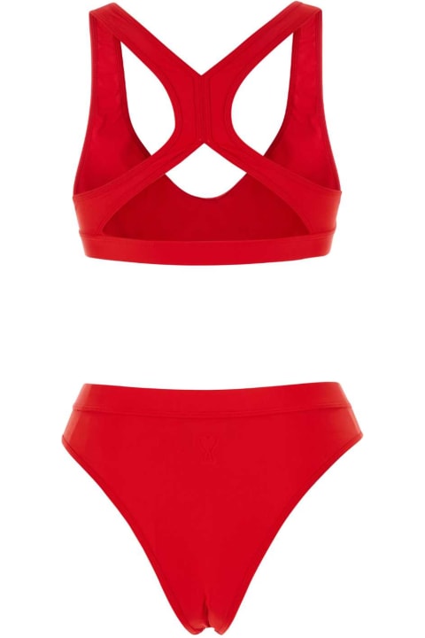 Ami Alexandre Mattiussi Swimwear for Women Ami Alexandre Mattiussi Red Stretch Nylon Bikini