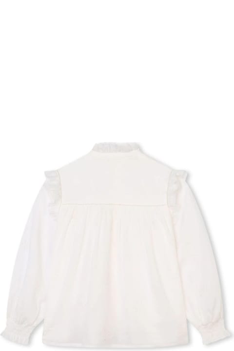 Chloé Topwear for Girls Chloé White Shirt With All-over Star Embroidery