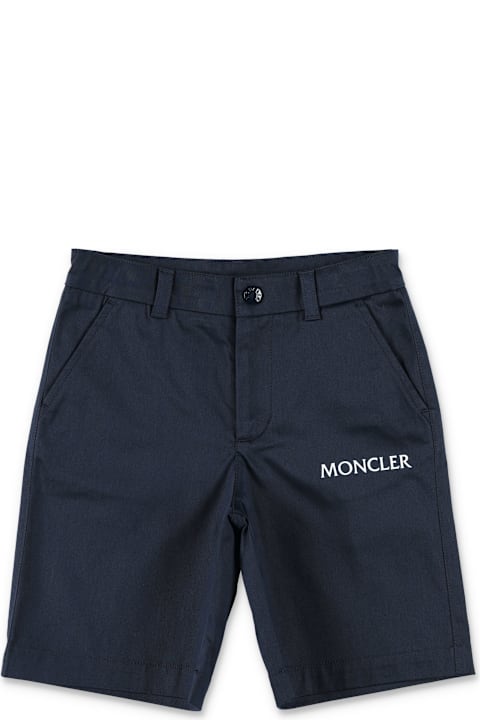 Moncler Bottoms for Boys Moncler Kid - Logo Cotton Gabardine Shorts