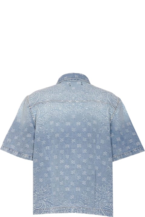 Clothing for Men AMIRI Bandana Jacquard Short Sleeves Denim Shirt