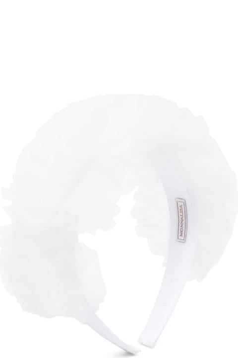 Accessories & Gifts for Girls Monnalisa White Headband With Tulle Frill In Techno Fabric Girl