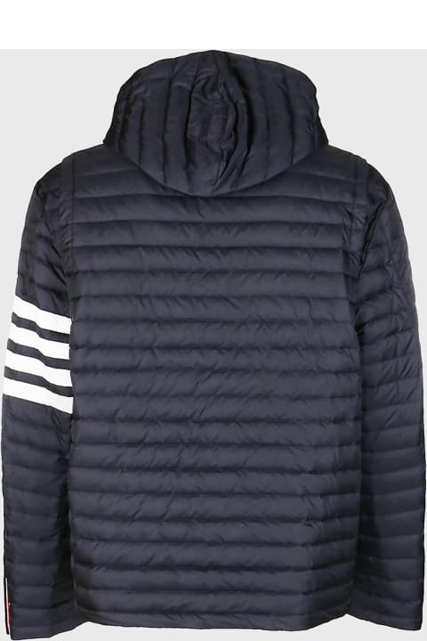 Thom Browne Coats & Jackets for Men Thom Browne Navy Blue And White Down Jacket
