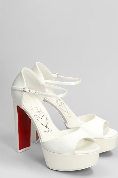 Christian Louboutin Shoes for Women Christian Louboutin Sandaloo 130 Sandals In White Silk