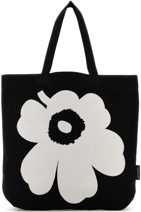 Marimekko Bags for Women Marimekko Black Canvas Torna Unikko Shopping Bag