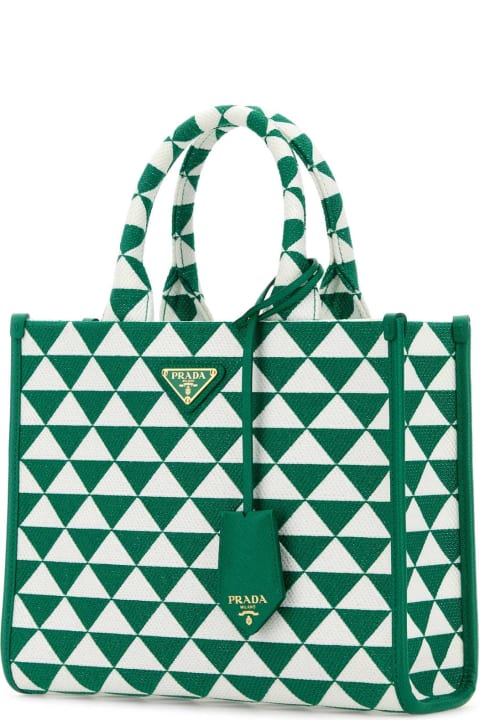 Fashion for Women Prada Embroidered Fabric Small Symbole Shopping Bag