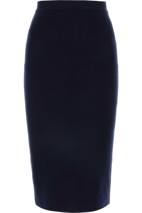 Bottega Veneta Sale for Women Bottega Veneta Dark Blue Cashmere Blend Skirt