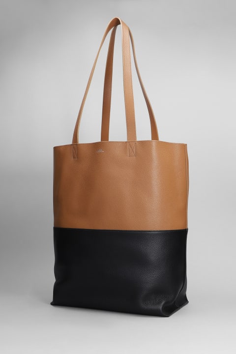 Bags for Men A.P.C. Maiko Bicolore Tote In Brown Leather