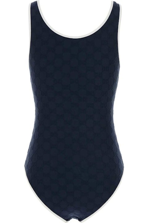 Swimwear for Women Gucci Navy Blue Nylon Stretch Swimsuit