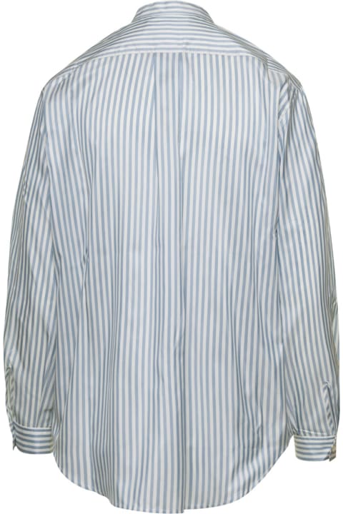 ウィメンズ新着アイテム Frame Light-blue Striped Oversize Shirt In Silk Woman