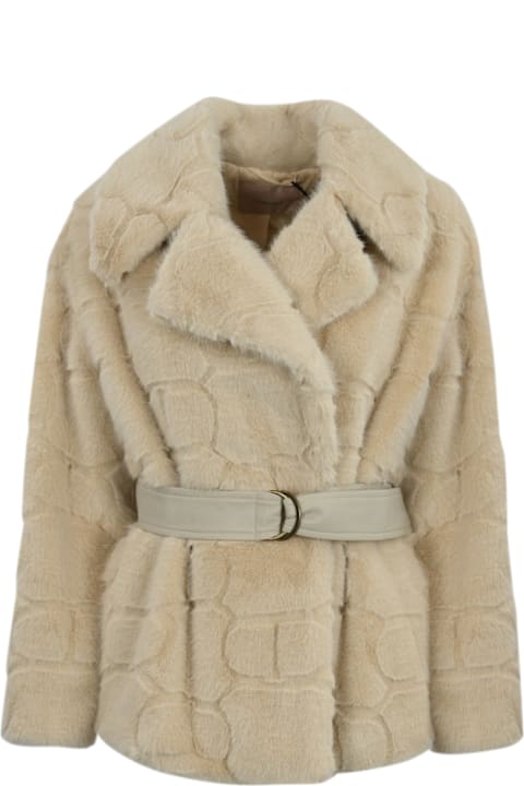 Homeware TwinSet Short Faux Fur Coat With Logo