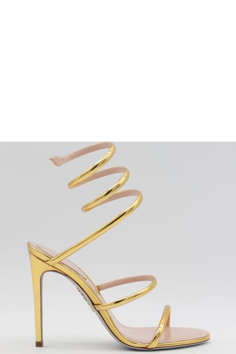Homeware René Caovilla Gold Tone Leather Sandals