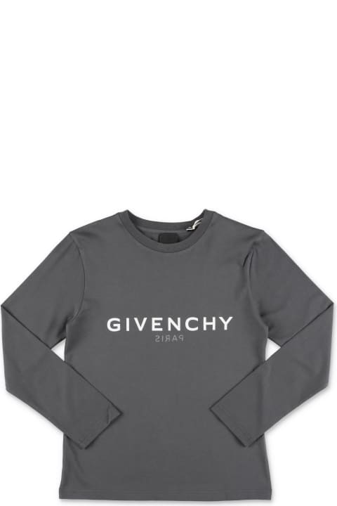 Topwear for Boys Givenchy Givenchy T-shirt Grigio Scuro In Jersey Di Cotone Bambino