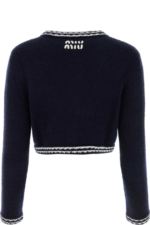 Miu Miu Clothing for Women Miu Miu Blue Wool Blend Cardigan
