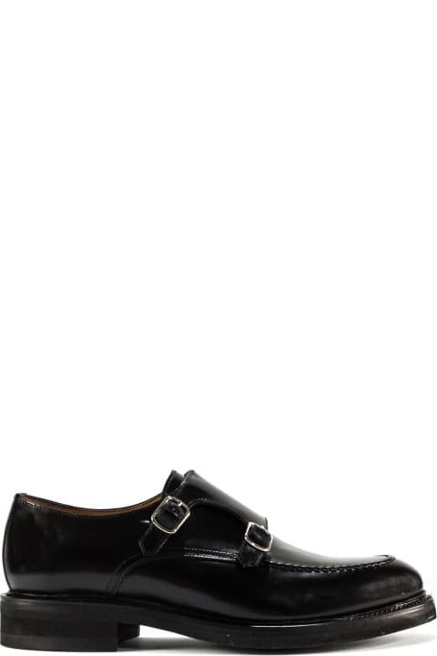 Black Shiny Leather Monk Shoes