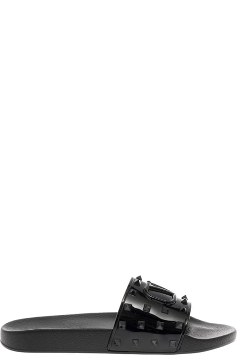Valentino Garavani Men's Black Rubber Slide Sandals