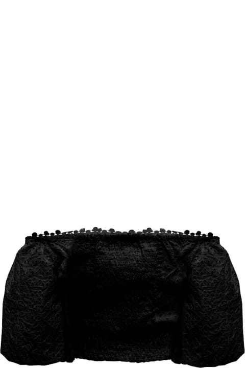 Temptation Positano Woman's Black Embroidered Cotton Top
