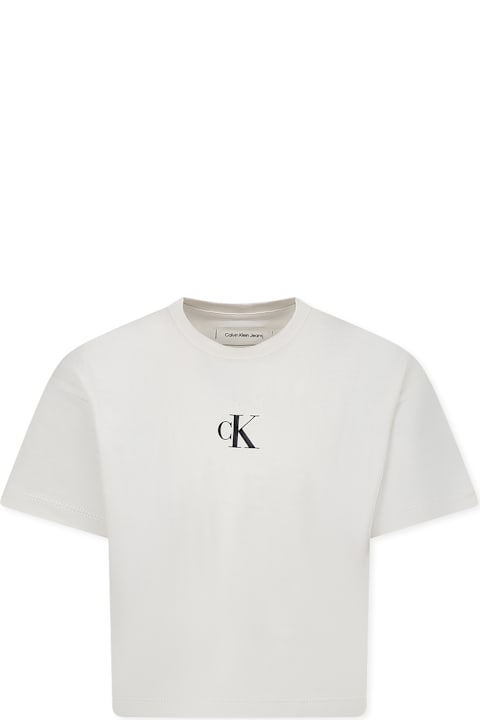 Calvin Klein T-Shirts & Polo Shirts for Girls Calvin Klein White T-shirt For Girl With Logo