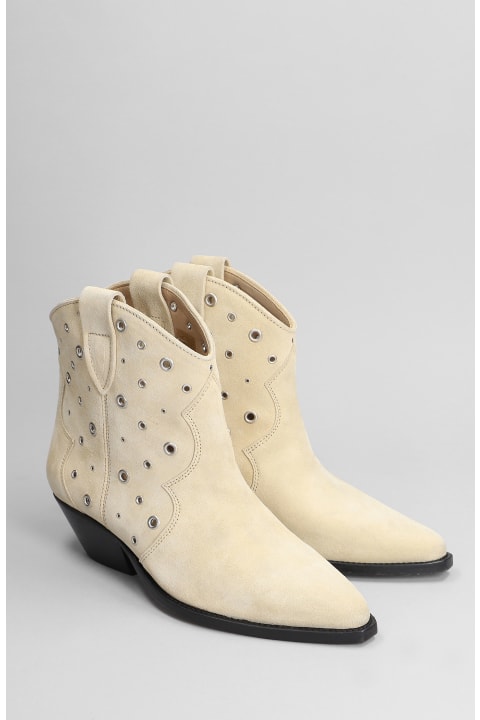 Isabel Marant Boots for Women Isabel Marant Dewina Texan Ankle Boots In Beige Suede