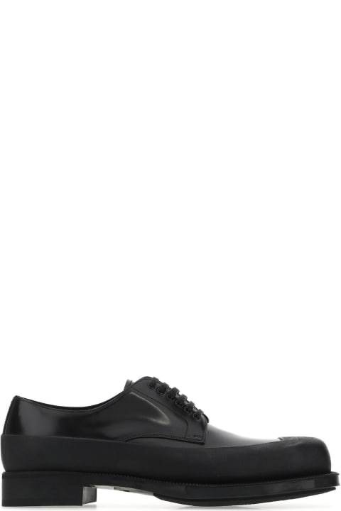 Black Leather And Rubber Lace-up Shoes