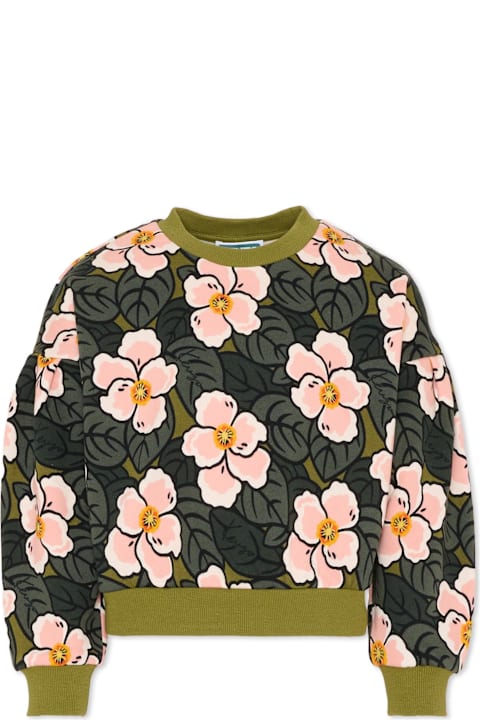 Kenzo Kids for Women Kenzo Kids Green Sweatshirt For Girl With Poppies