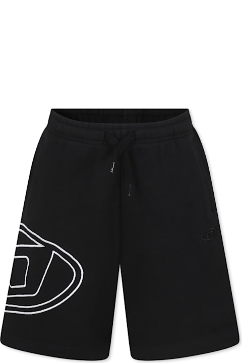 Homeware Diesel Black Shorts For Boy With Logo