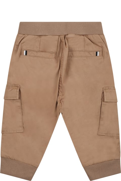 Bottoms for Baby Boys Hugo Boss Beige Cargo For Baby Boy With Logo
