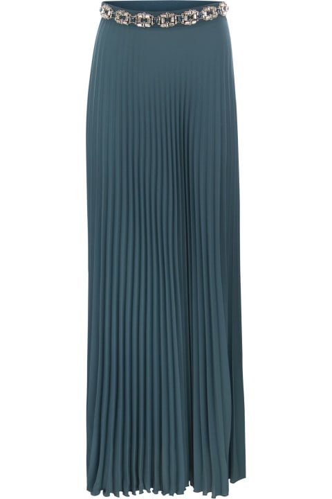 Skirts for Women Elisabetta Franchi Long Pleated Georgette Skirt With Embroidery Elisabetta Franchi