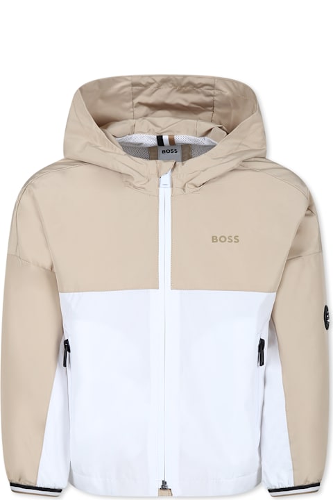 Homeware Hugo Boss Beige Windbreaker Jacket For Boy With Logo