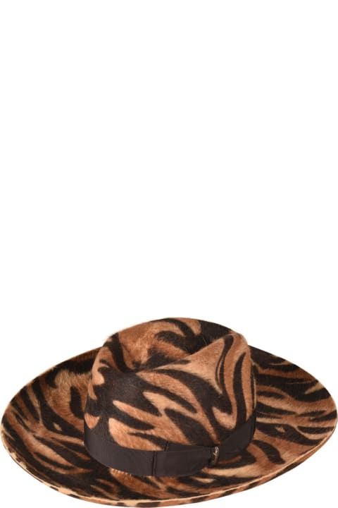 ウィメンズ 帽子 Borsalino Tiger Printed Hat