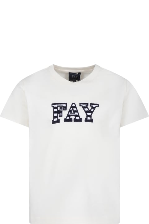 Fay T-Shirts & Polo Shirts for Boys Fay Ivory T-shirt For Boy With Logo