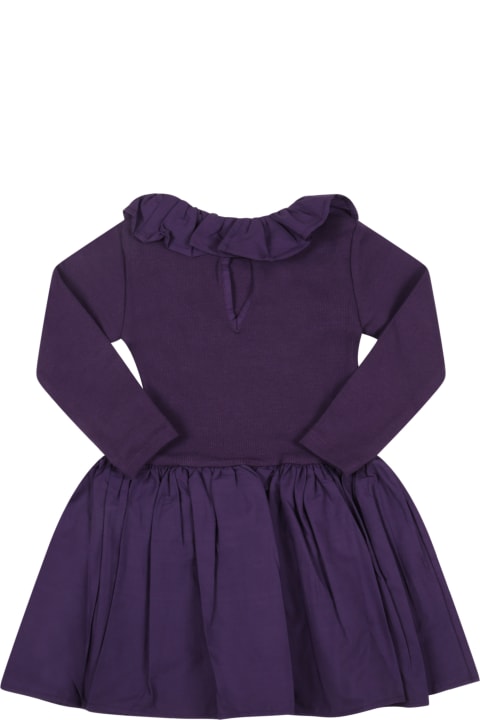 Purple Dress For Baby Girl With Patch Logo
