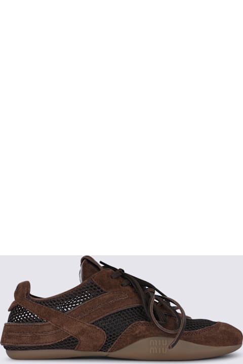 Miu Miu Brown Leather Sneakers